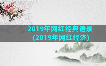 2019年网红经典语录(2019年网红经济)