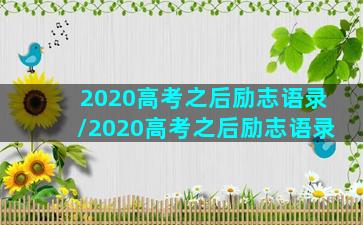 2020高考之后励志语录/2020高考之后励志语录