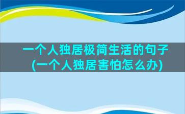 一个人独居极简生活的句子(一个人独居害怕怎么办)