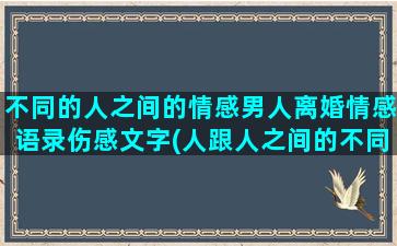 不同的人之间的情感男人离婚情感语录伤感文字(人跟人之间的不同)