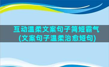 互动温柔文案句子简短霸气(文案句子温柔治愈短句)