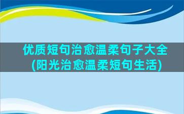 优质短句治愈温柔句子大全(阳光治愈温柔短句生活)