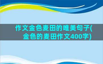 作文金色麦田的唯美句子(金色的麦田作文400字)