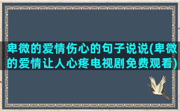 卑微的爱情伤心的句子说说(卑微的爱情让人心疼电视剧免费观看)