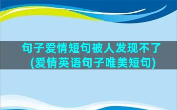 句子爱情短句被人发现不了(爱情英语句子唯美短句)