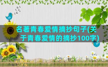 名著青春爱情摘抄句子(关于青春爱情的摘抄100字)