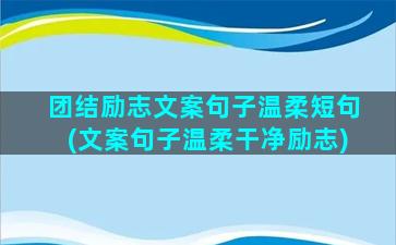 团结励志文案句子温柔短句(文案句子温柔干净励志)