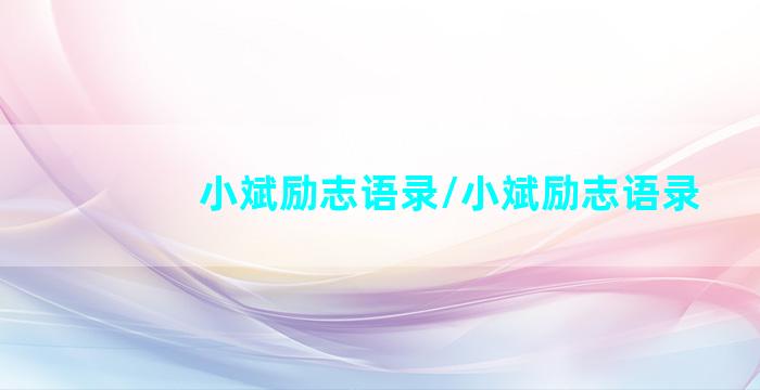 小斌励志语录/小斌励志语录