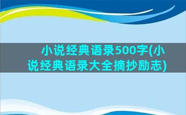 小说经典语录500字(小说经典语录大全摘抄励志)