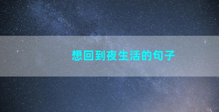 想回到夜生活的句子