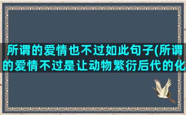 所谓的爱情也不过如此句子(所谓的爱情不过是让动物繁衍后代的化学反应罢了)