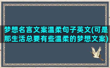 梦想名言文案温柔句子英文(可是那生活总要有些温柔的梦想文案)