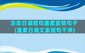 治愈日语短句温柔爱情句子(温柔日语文案短句干净)