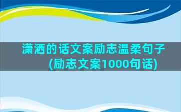 潇洒的话文案励志温柔句子(励志文案1000句话)