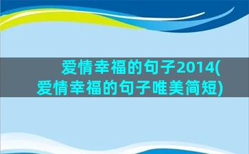 爱情幸福的句子2014(爱情幸福的句子唯美简短)