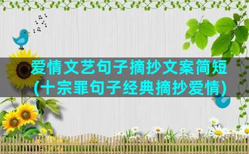 爱情文艺句子摘抄文案简短(十宗罪句子经典摘抄爱情)