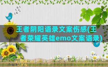 王者阴阳语录文案伤感(王者荣耀英雄emo文案语录)