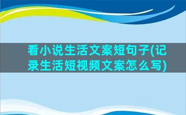 看小说生活文案短句子(记录生活短视频文案怎么写)