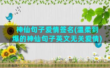 神仙句子爱情签名(温柔到爆的神仙句子英文无关爱情)