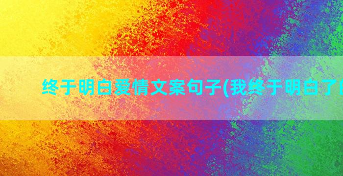 终于明白爱情文案句子(我终于明白了的文案)