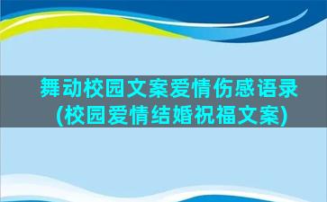 舞动校园文案爱情伤感语录(校园爱情结婚祝福文案)