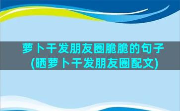 萝卜干发朋友圈脆脆的句子(晒萝卜干发朋友圈配文)