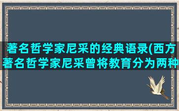 著名哲学家尼采的经典语录(西方著名哲学家尼采曾将教育分为两种)