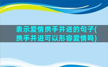 表示爱情携手并进的句子(携手并进可以形容爱情吗)