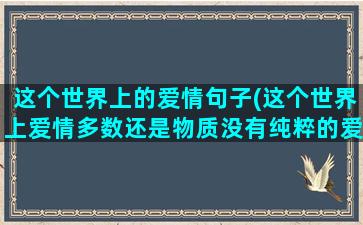 这个世界上的爱情句子(这个世界上爱情多数还是物质没有纯粹的爱情)